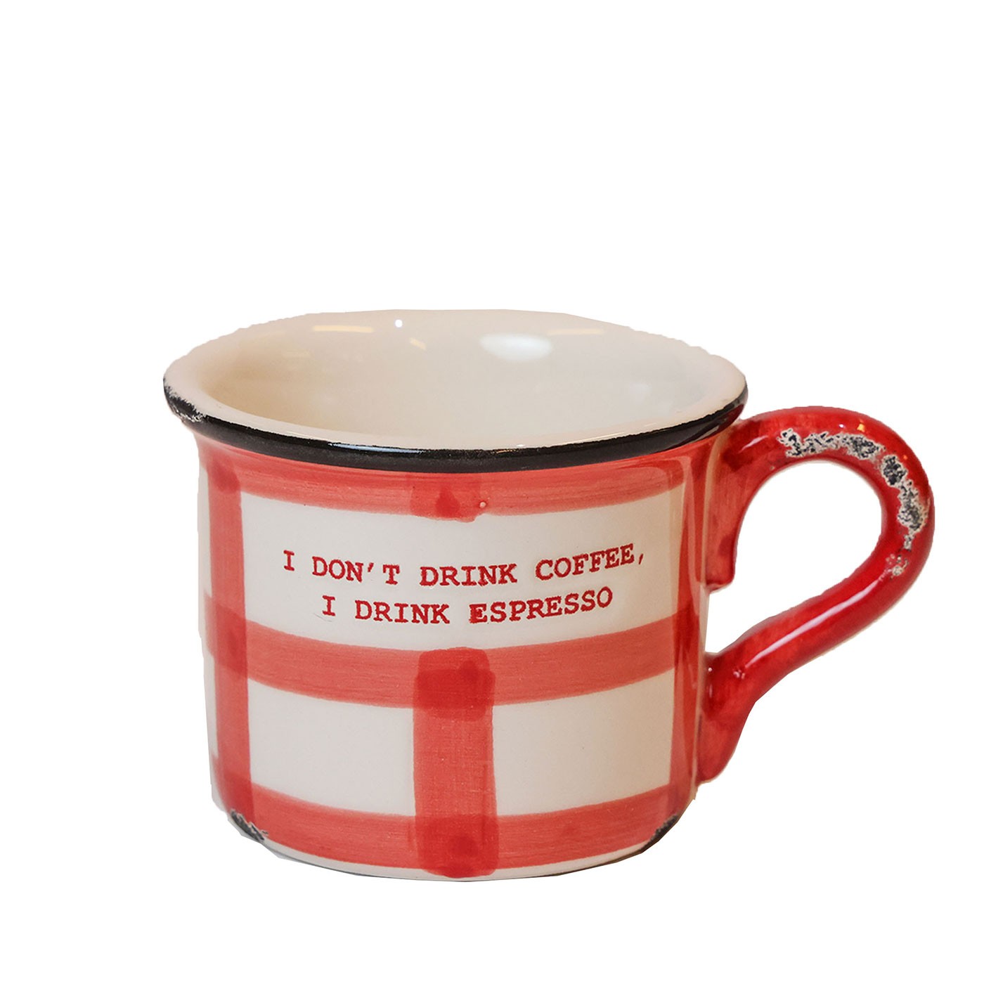 Eataly White and Red Checked Mug