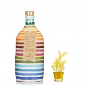Intense Fruity Extra Virgin Olive Oil in Rainbow Ceramic Bottle 16.5 oz