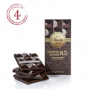 Cuor Di Cacao 85% Extra Dark Chocolate Bar 3.5 oz - Pack of 4