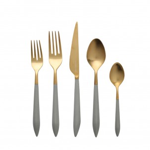 Ares Oro & Light Gray Five-Piece Place Setting
