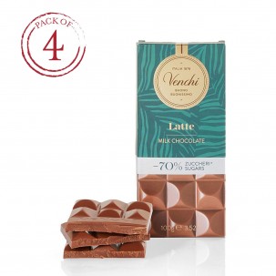 Milk Chocolate Bar with 70% Less Sugar 3.5 oz - Pack of 4