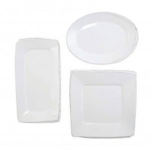 Lastra White Three-Piece Serveware Set