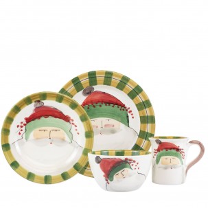 Old St. Nick Green Hat Four-Piece Place Setting